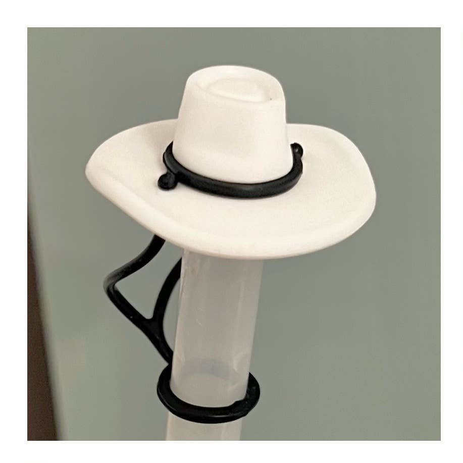 White Stetson-style cowboy hat straw topper