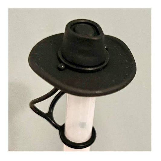 Stetson-style all-black cowboy hat straw topper