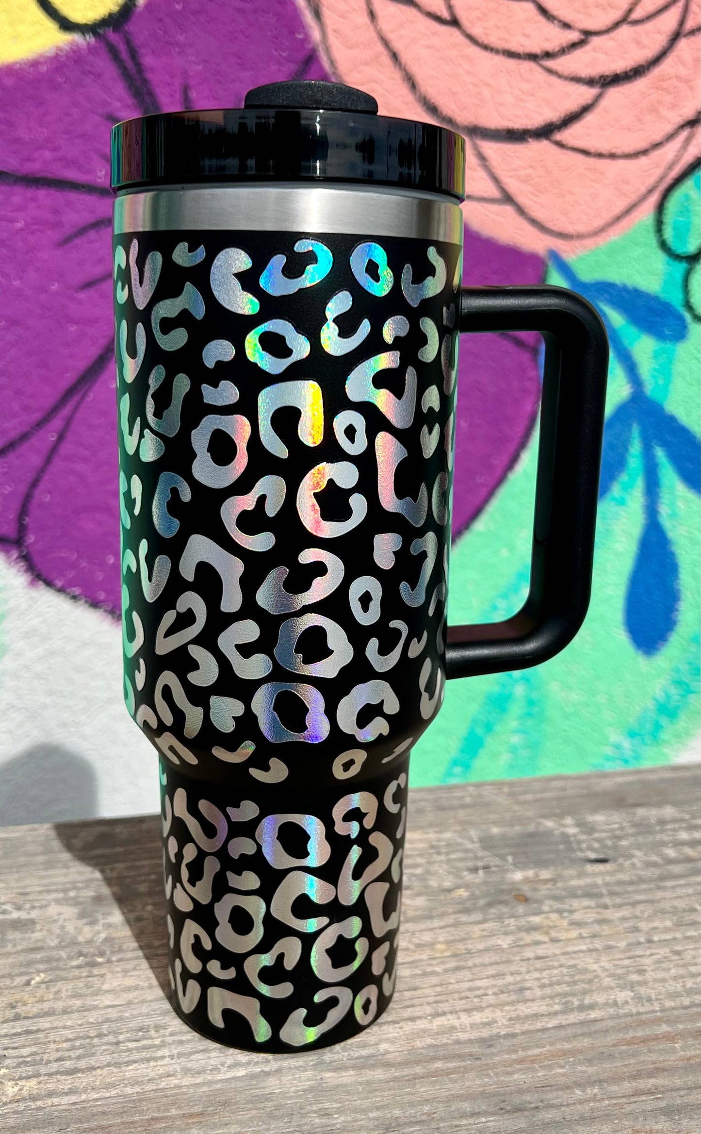 Holographic Leopard 40oz-Tumbler in Grey