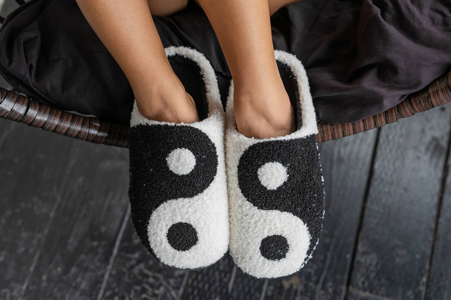 Zapatillas de interior y exterior - Yin Yang - Blanco y negro