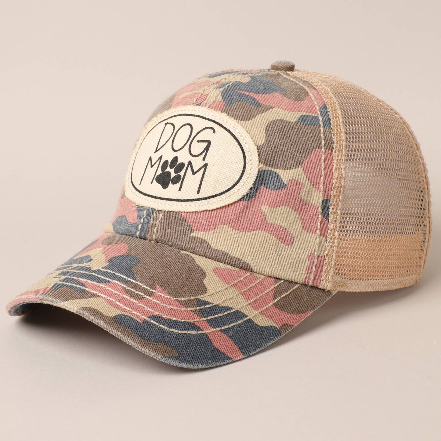 Gorra de béisbol con parche de lona y malla en la parte trasera para mamá de perro