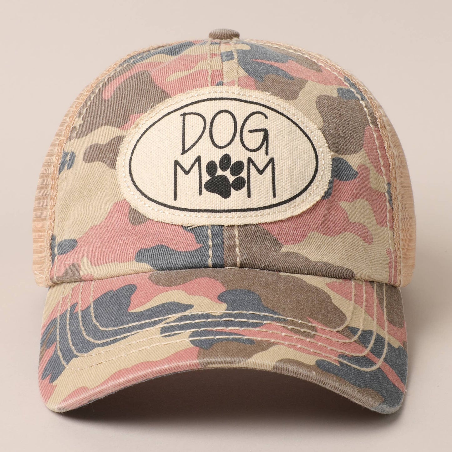 Gorra de béisbol con parche de lona y malla en la parte trasera para mamá de perro