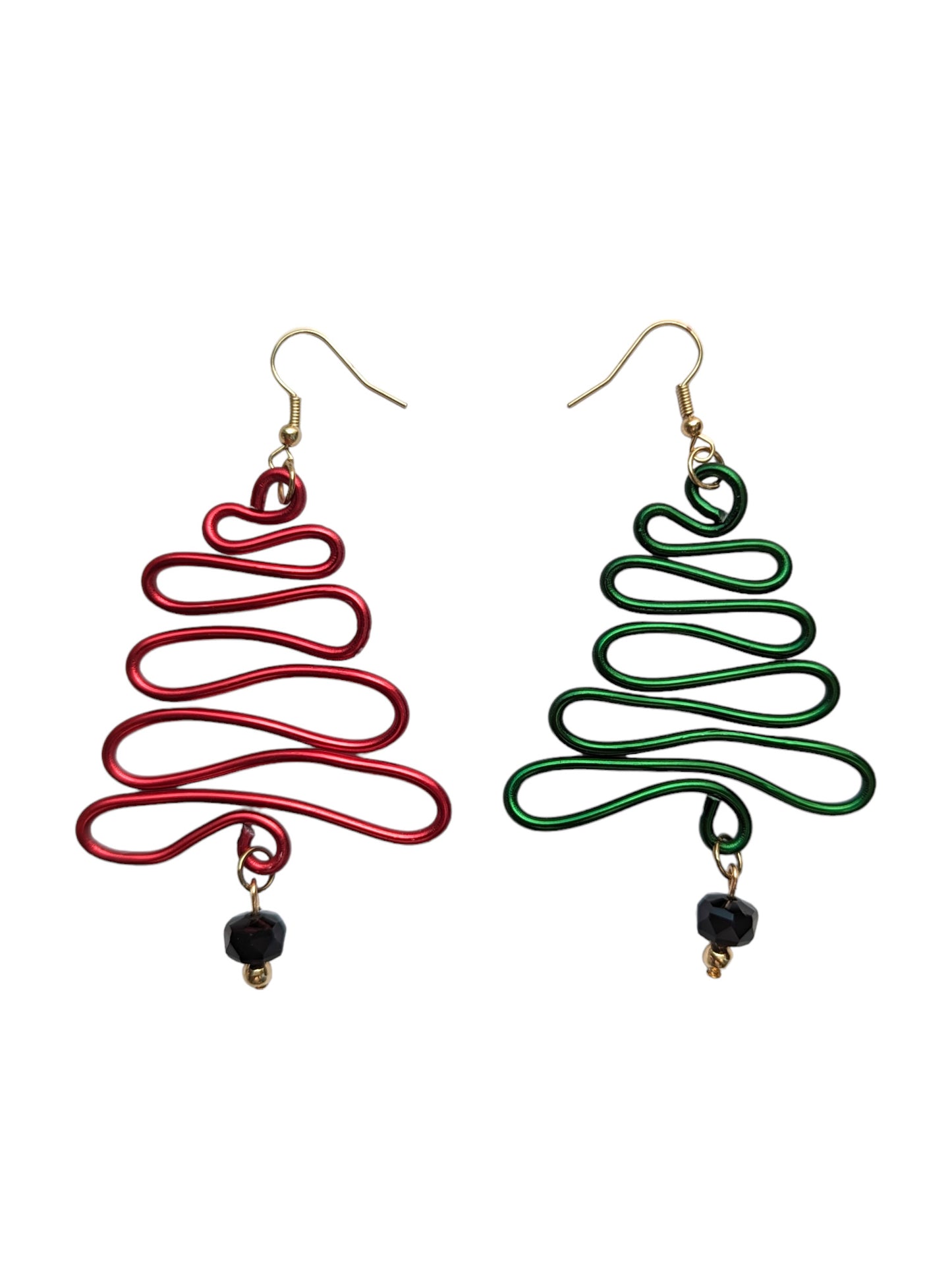 Mismatched Red & Green Christmas Trees Statement Earrings