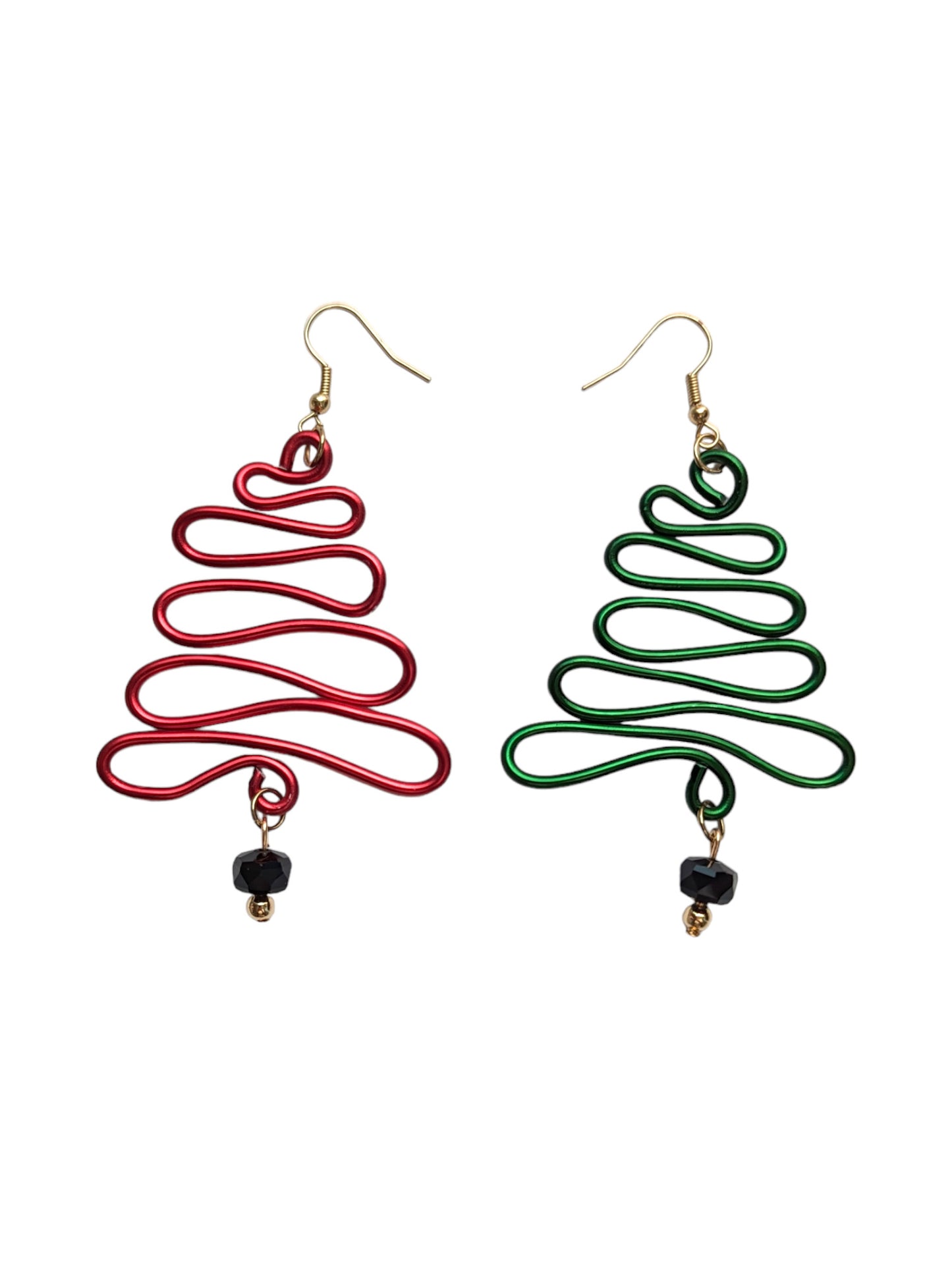 Mismatched Red & Green Christmas Trees Statement Earrings