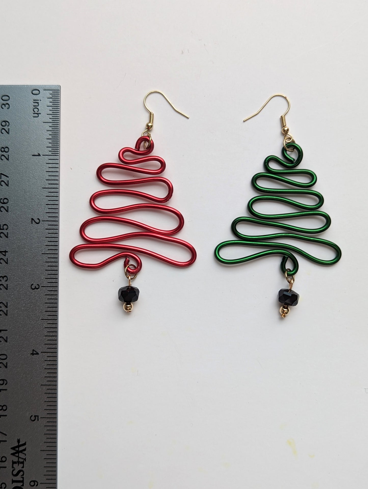 Mismatched Red & Green Christmas Trees Statement Earrings