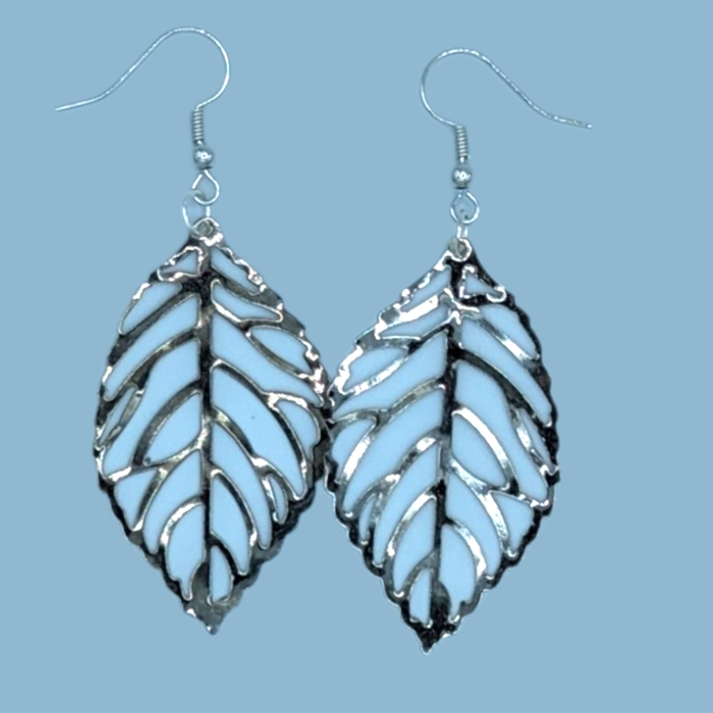 Antiqued Silver Leaf Drop Earrings