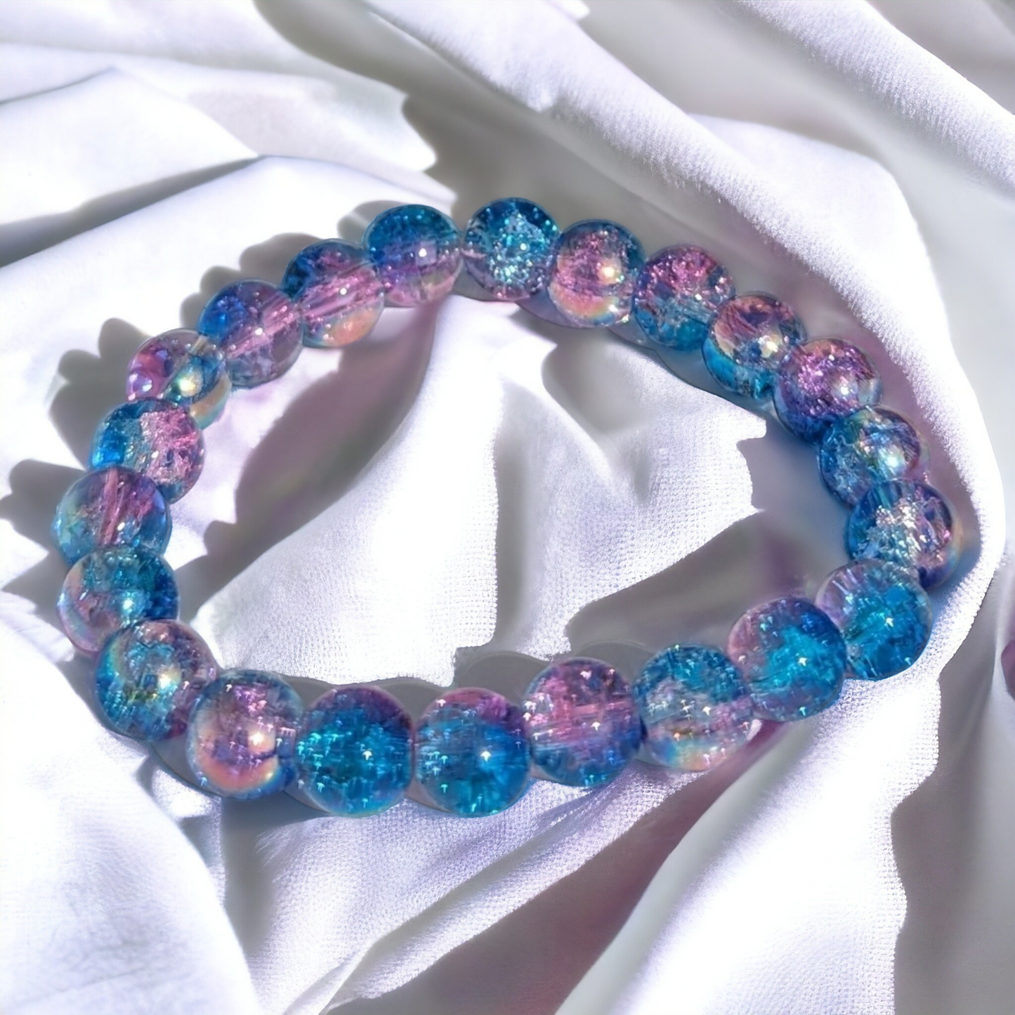 Conjunto de 3 pulseras elásticas rosa y azul