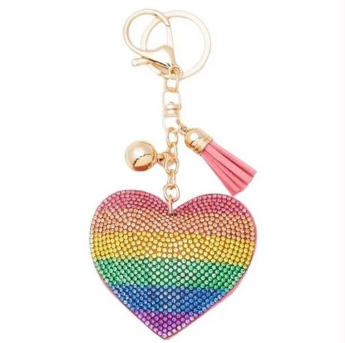 Charm/Llavero para bolso con forma de corazón arcoíris