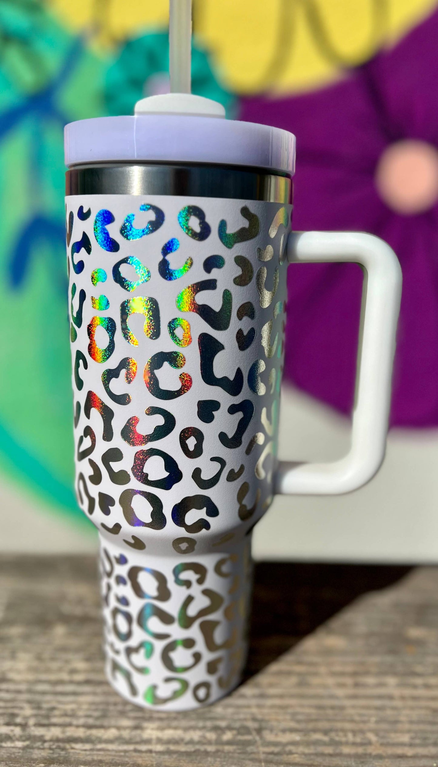 Holographic Leopard 40oz-Tumbler in Grey