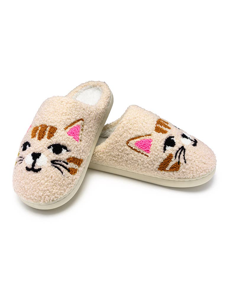 Pantuflas para interior y exterior - Caras de gatito - Blanco roto