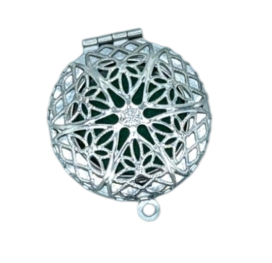 Stainless Steel Filigree Aromatherapy Locket with 18" Stainless Steel Chain