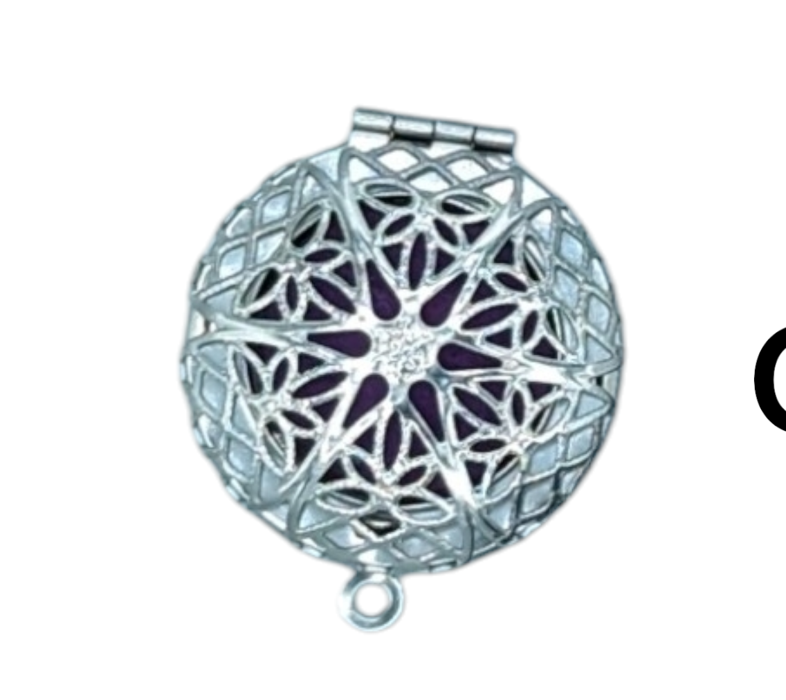 Stainless Steel Filigree Aromatherapy Locket with 18" Stainless Steel Chain