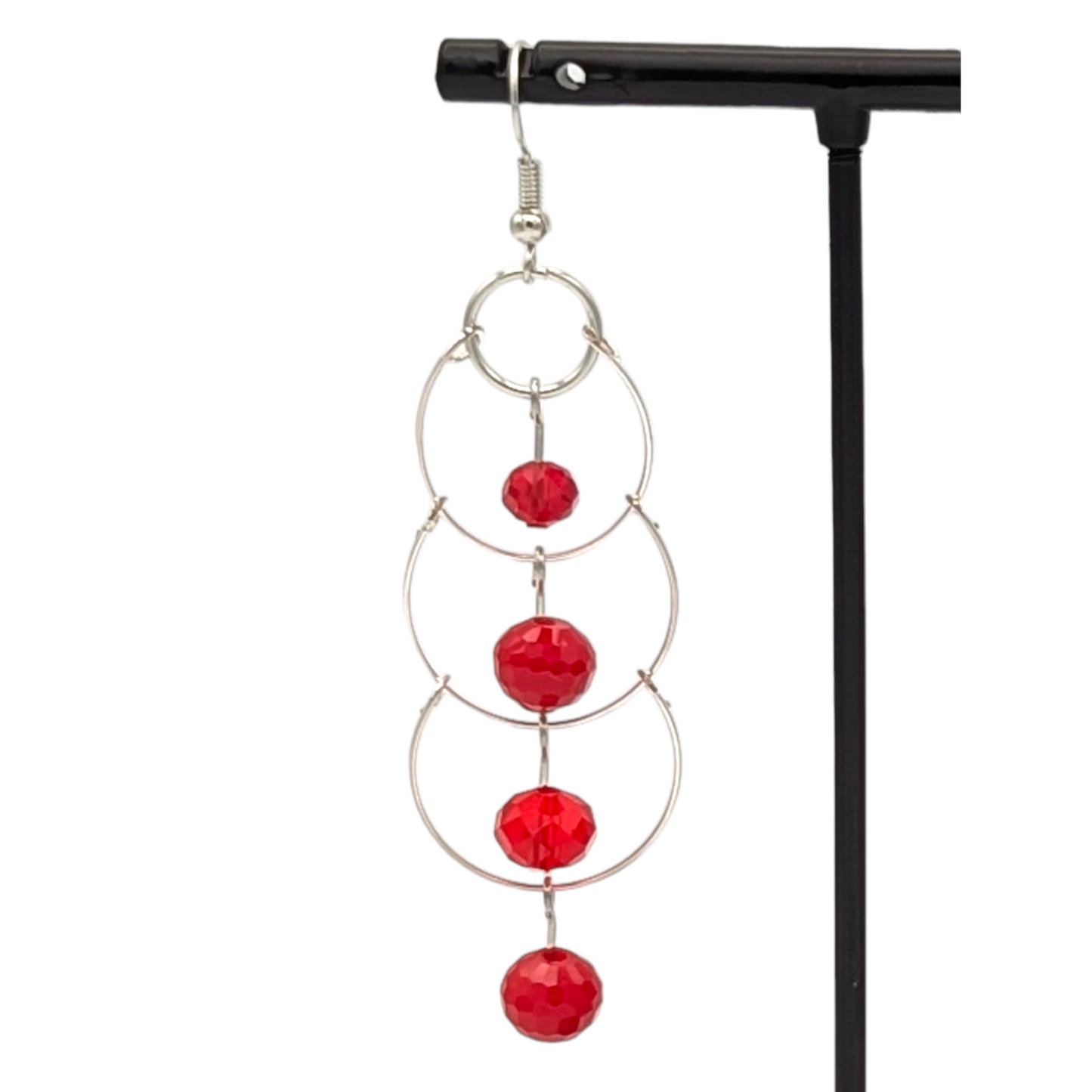 Pendientes colgantes circulares de rubí rojo facetado