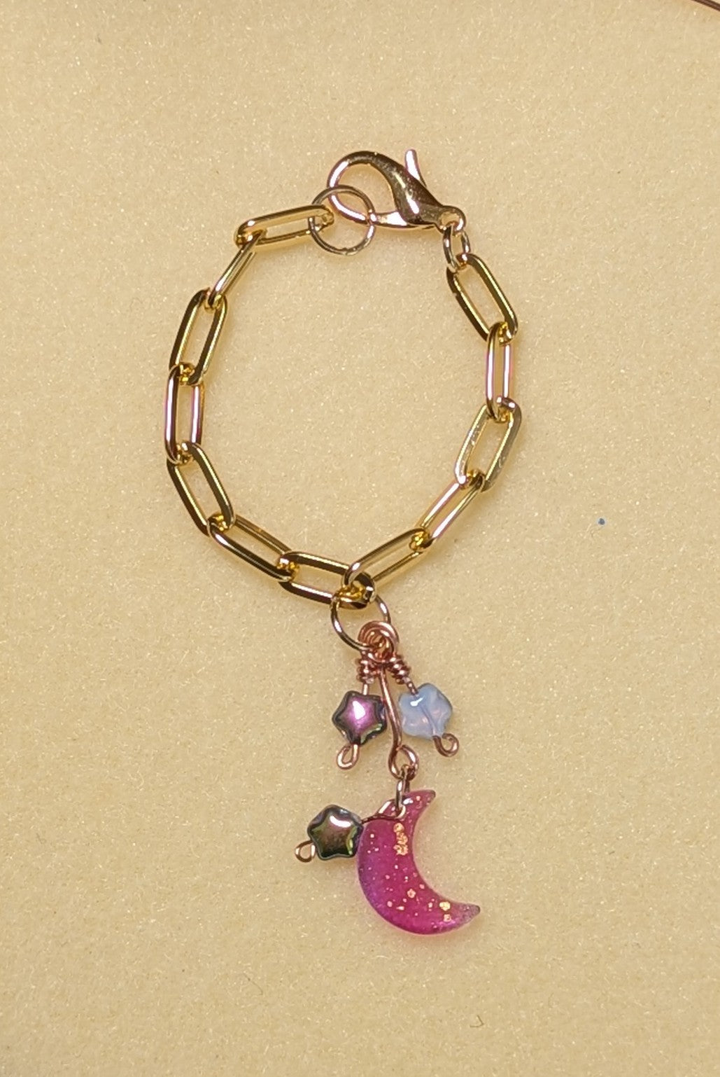 Handmade Tumbler Handle Chain with Stars & Moon Charms - Mixed Metals