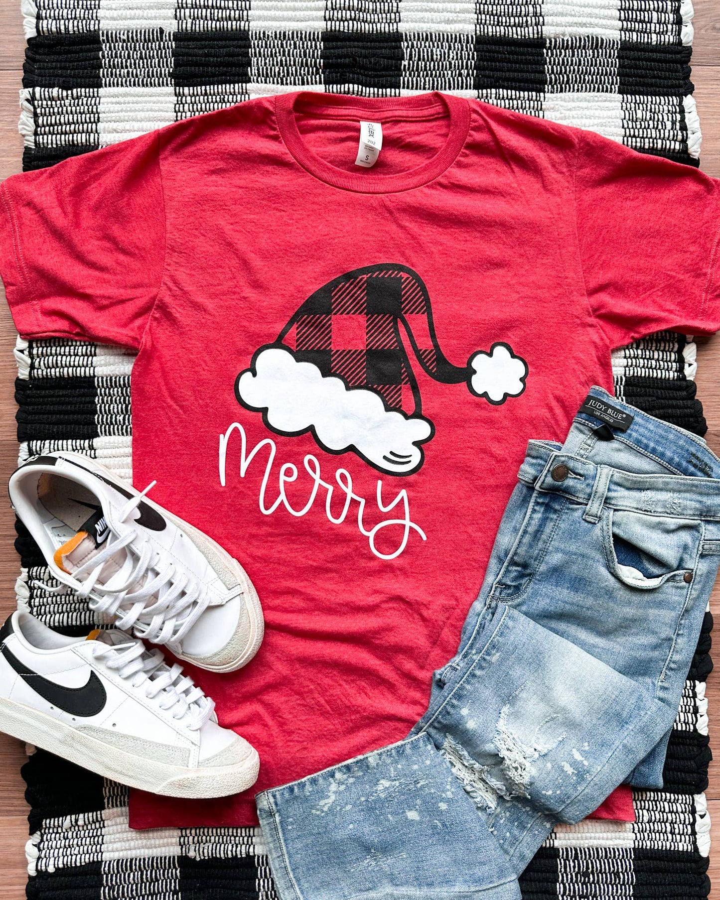 Santa Hat "Merry" Christmas Graphic Tee