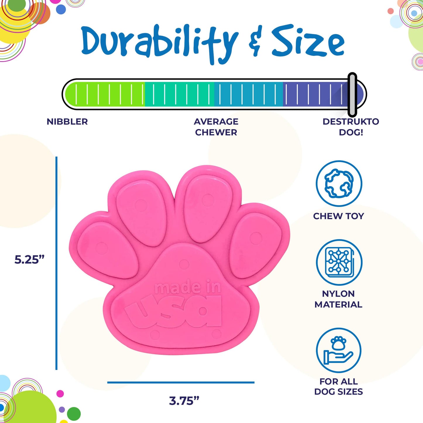 SP Nylon Paw Print Chew Toy - Medium/Large