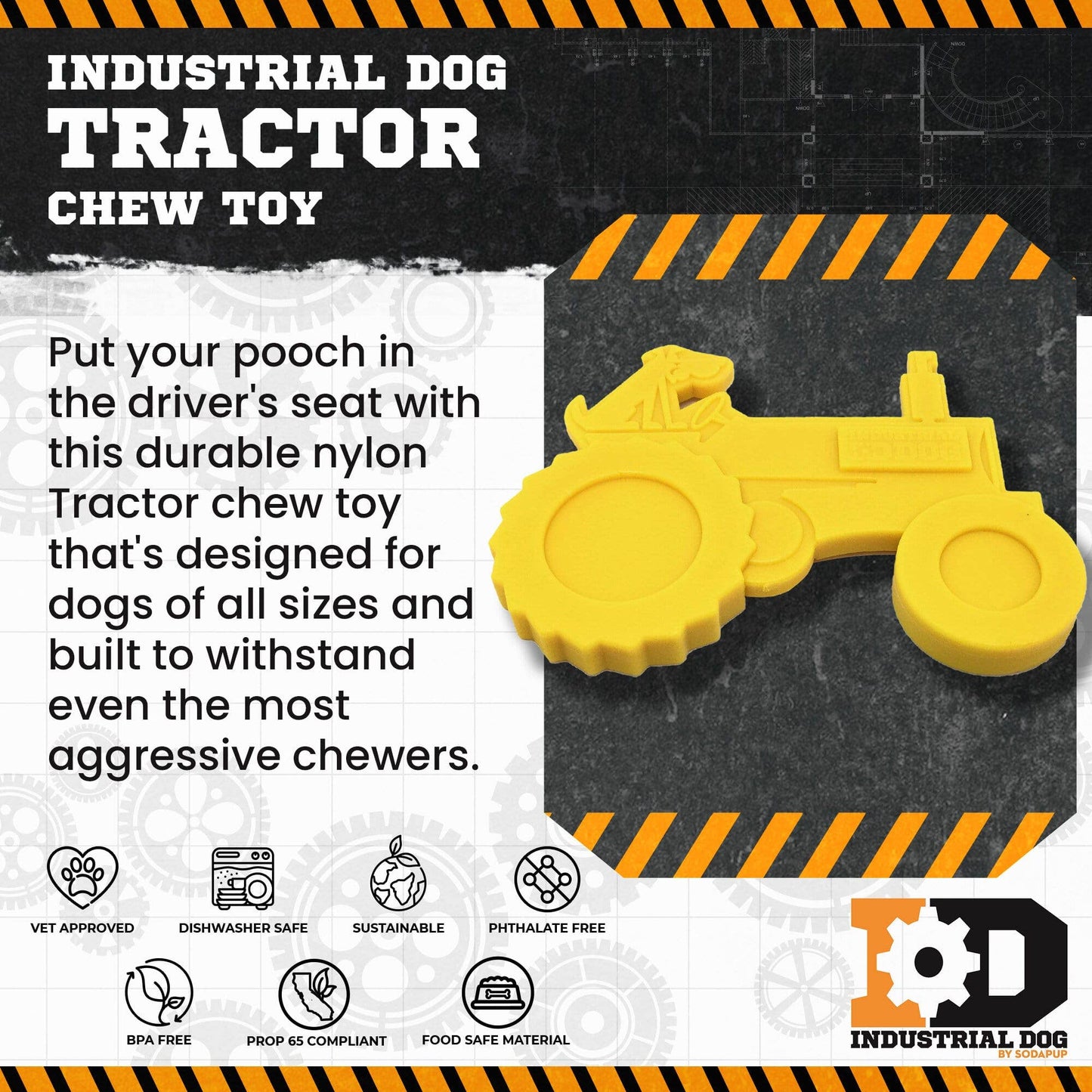 ID Nylon Tractor - Med/Large - Durable - Yellow