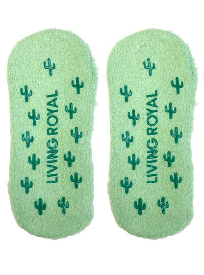 Fuzzy Slipper Socks - Desert Cactus - Green