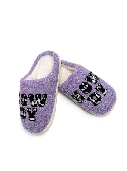 Indoor / Outdoor Slippers - Cow Print "Howdy" - Purple