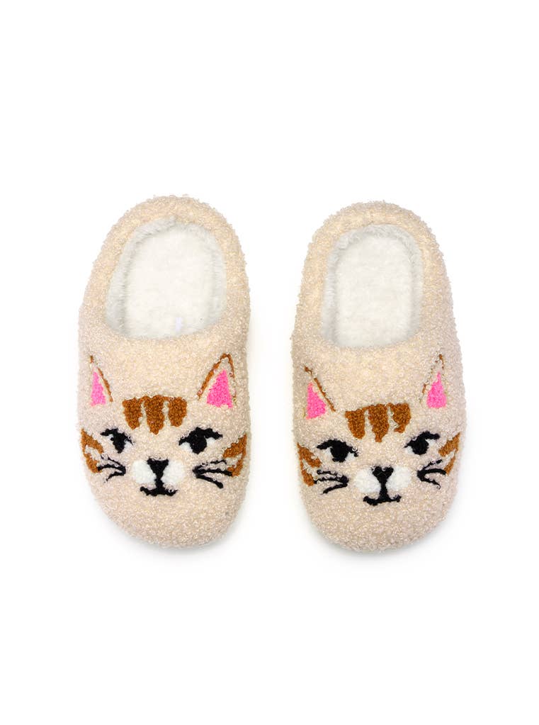 Pantuflas para niños - Interior/Exterior - Caras de gatito - Crema