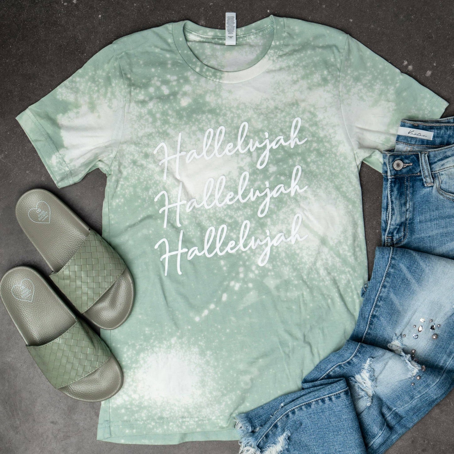 "Hallelujah" Bleached Graphic Tee