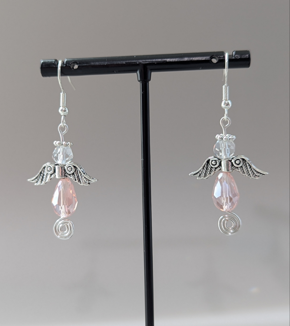 "Just Call Me Angel" Collection - Pink or Red Spiral Angels Earrings