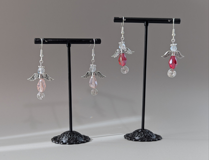 "Just Call Me Angel" Collection - Pink or Red Spiral Angels Earrings