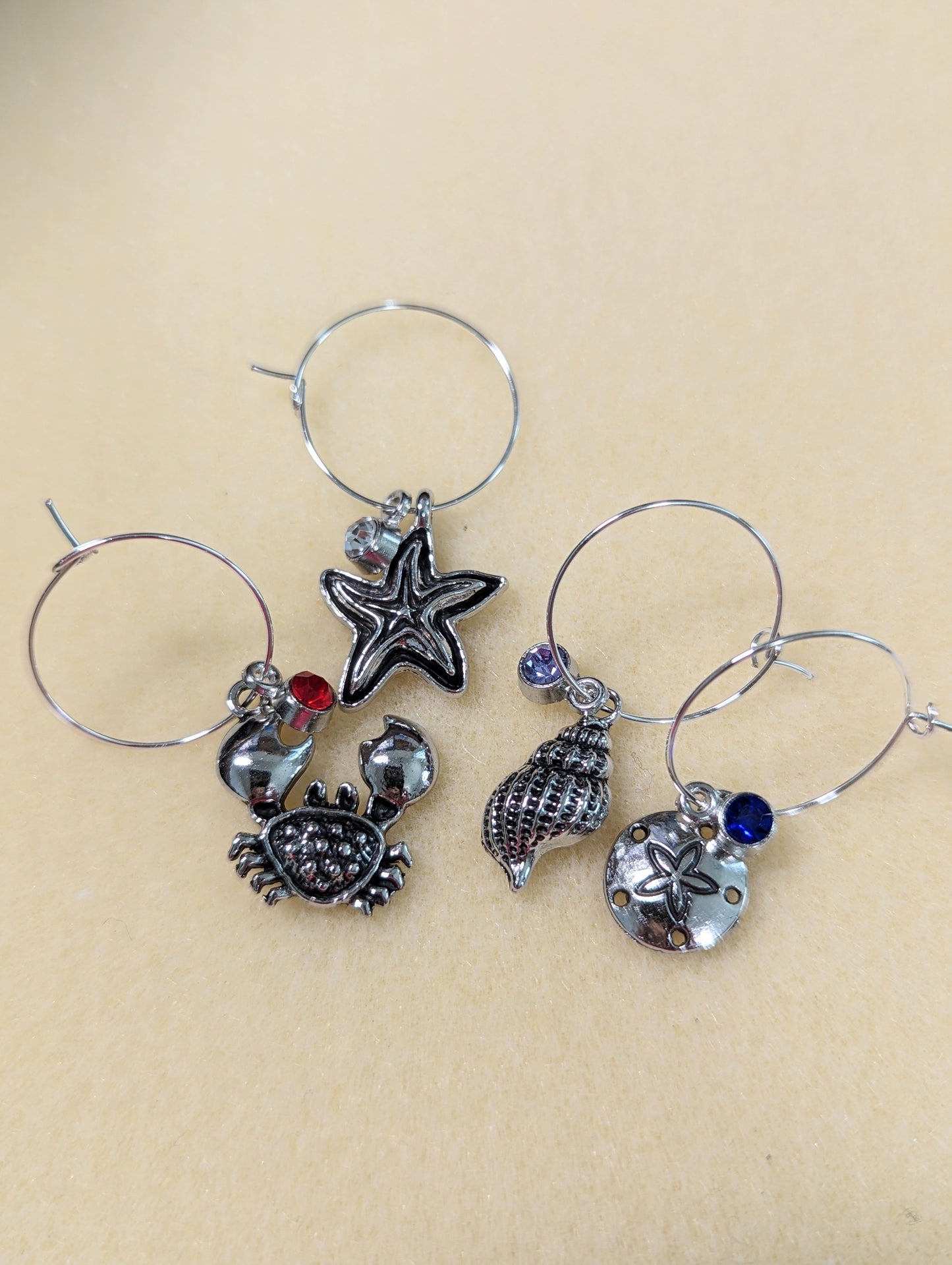 Sea Life Wine Glass Charms, Set of 4