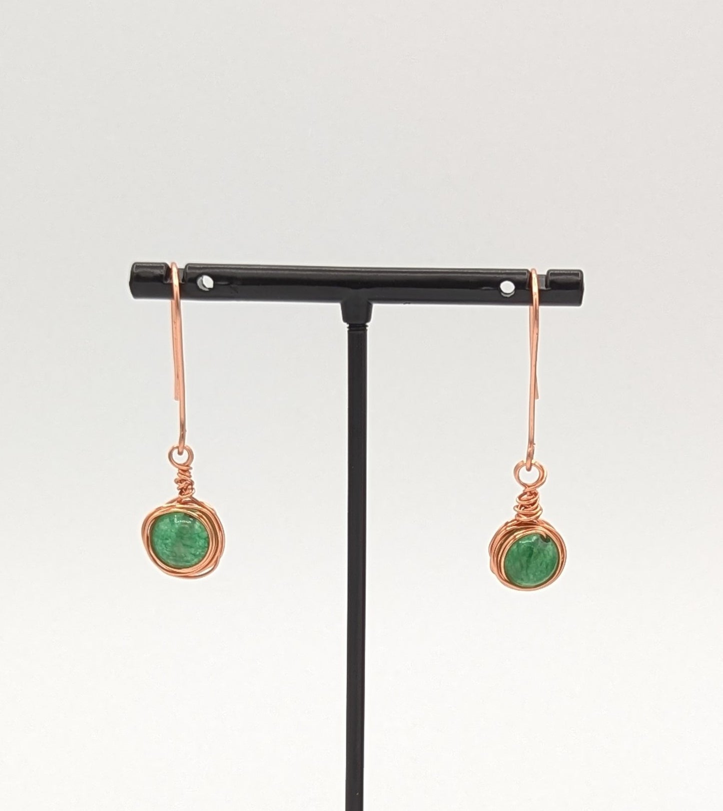 "Dragon's Egg" Wire-Wrapped Aventurine Drop Earrings