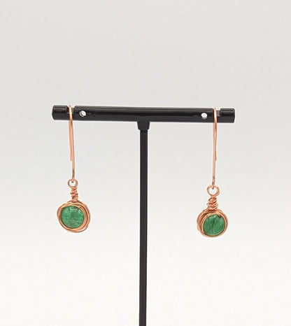 "Dragon's Egg" Wire-Wrapped Aventurine Drop Earrings