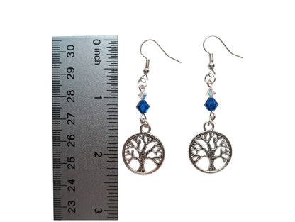 Tree of Life Charm with Blue & Clear Swarovski® Crystals