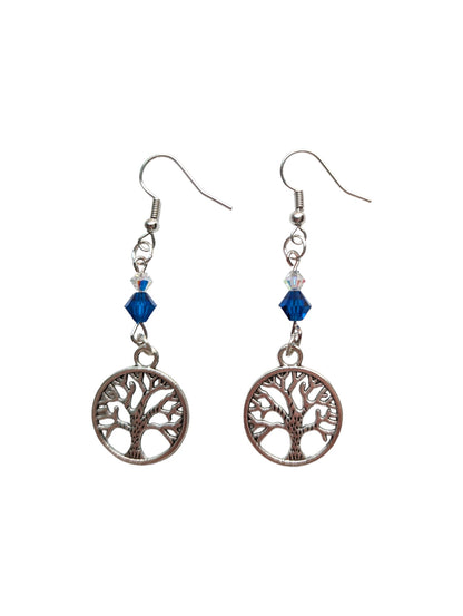 Tree of Life Charm with Blue & Clear Swarovski® Crystals