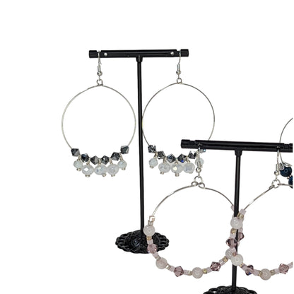 "Classy Crystals" Large Hoop Dangle Earrings