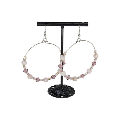 "Everything's Rosy" Large Hoop Dangle Earrings