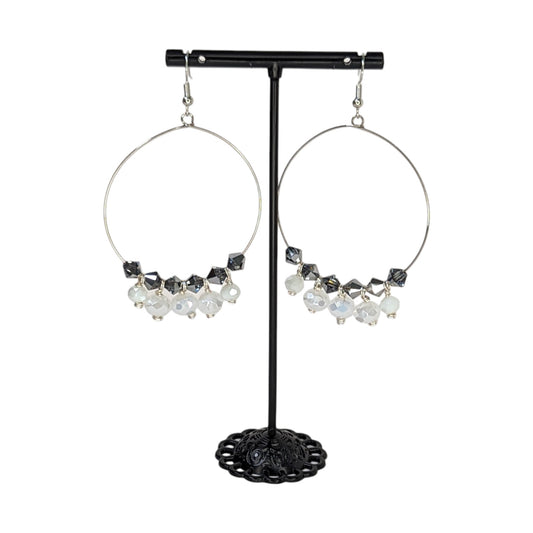 "Classy Crystals" Large Hoop Dangle Earrings