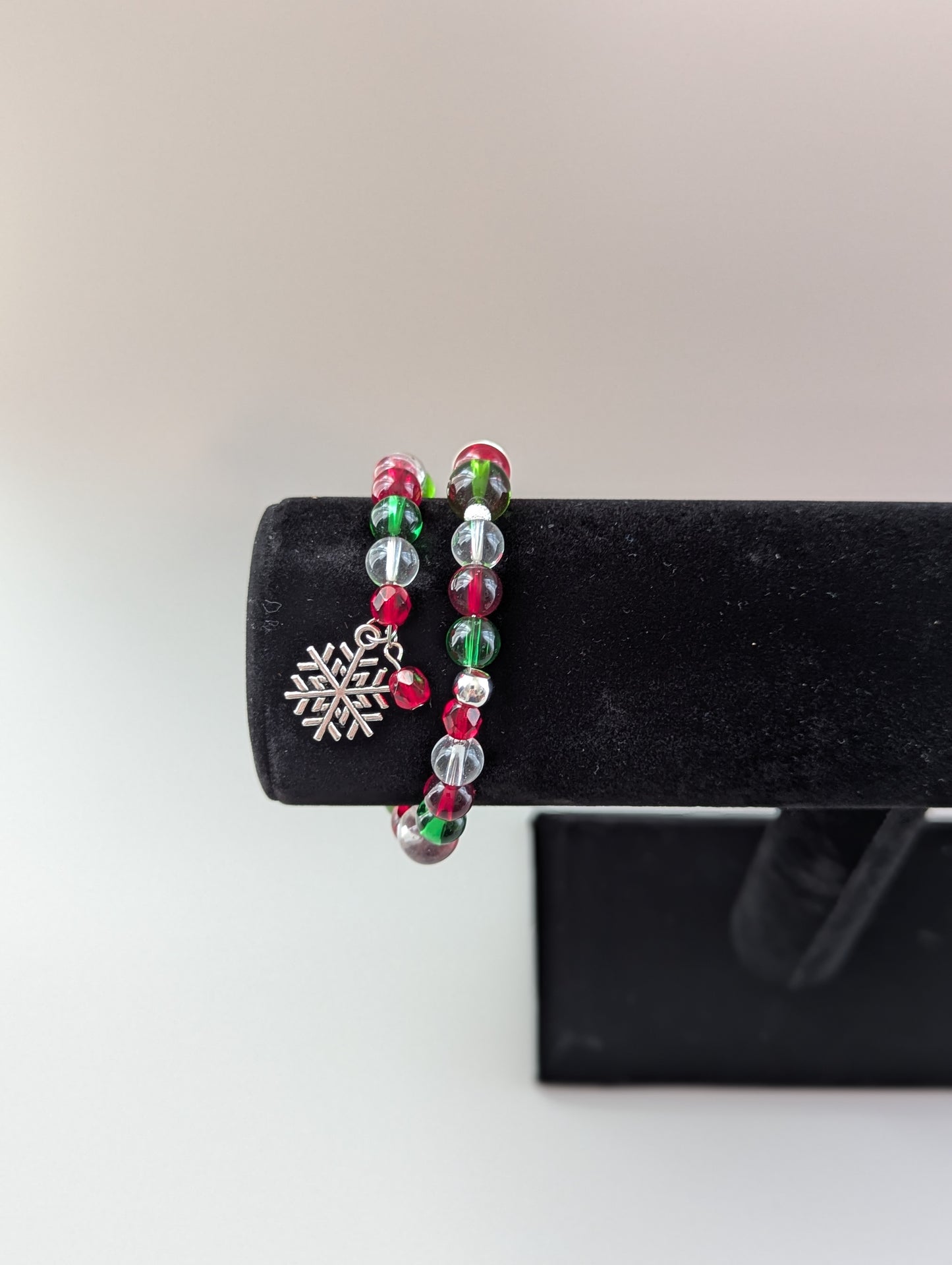 "It's Beginning to Look a Lot Like Christmas" Snowflake Charm Memory Wire Bracelet