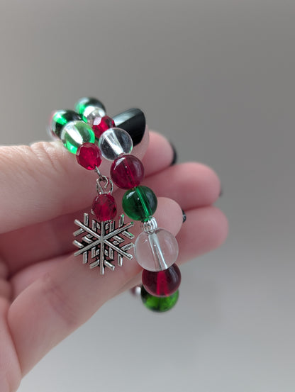 "It's Beginning to Look a Lot Like Christmas" Snowflake Charm Memory Wire Bracelet