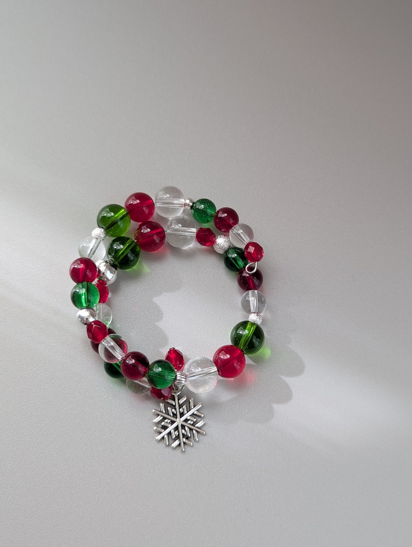 "It's Beginning to Look a Lot Like Christmas" Snowflake Charm Memory Wire Bracelet