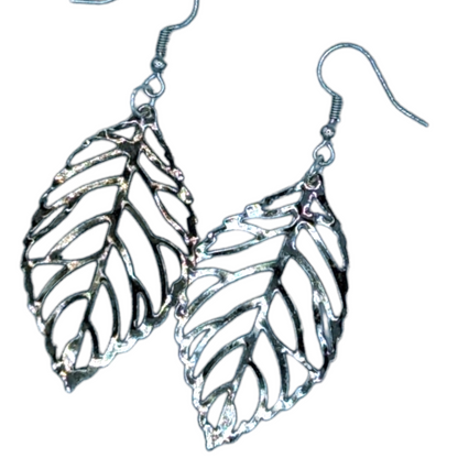 Antiqued Silver Leaf Drop Earrings
