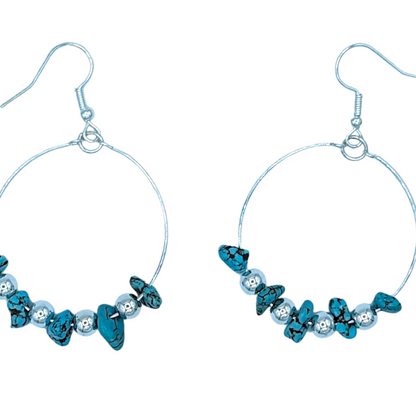 Howlite Turquoise Chips Hoop Earrings