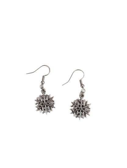 Silver Snowflake Drop Earrings