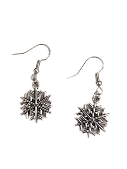 Silver Snowflake Drop Earrings