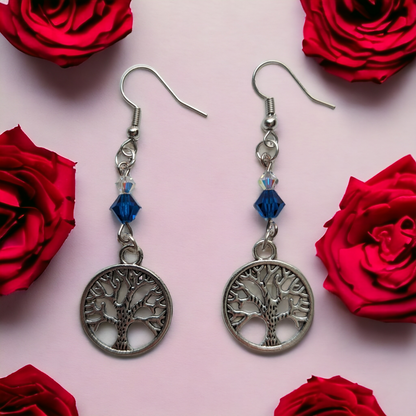 Tree of Life Charm with Blue & Clear Swarovski® Crystals