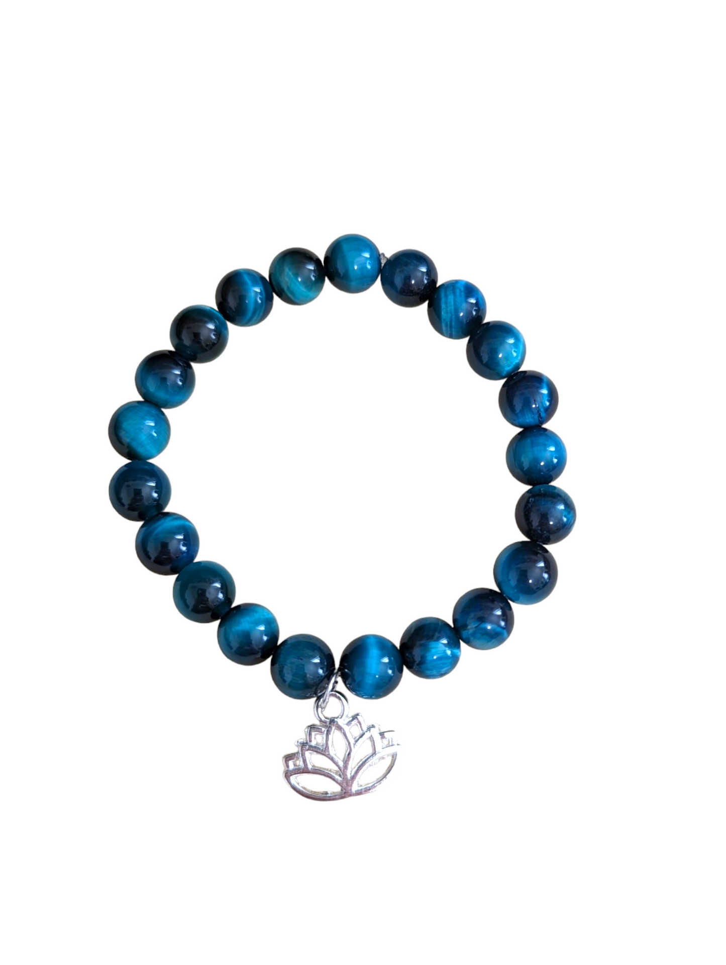 Dark Peacock Blue Tiger Eye Stretch Bracelets & Earrings Collection