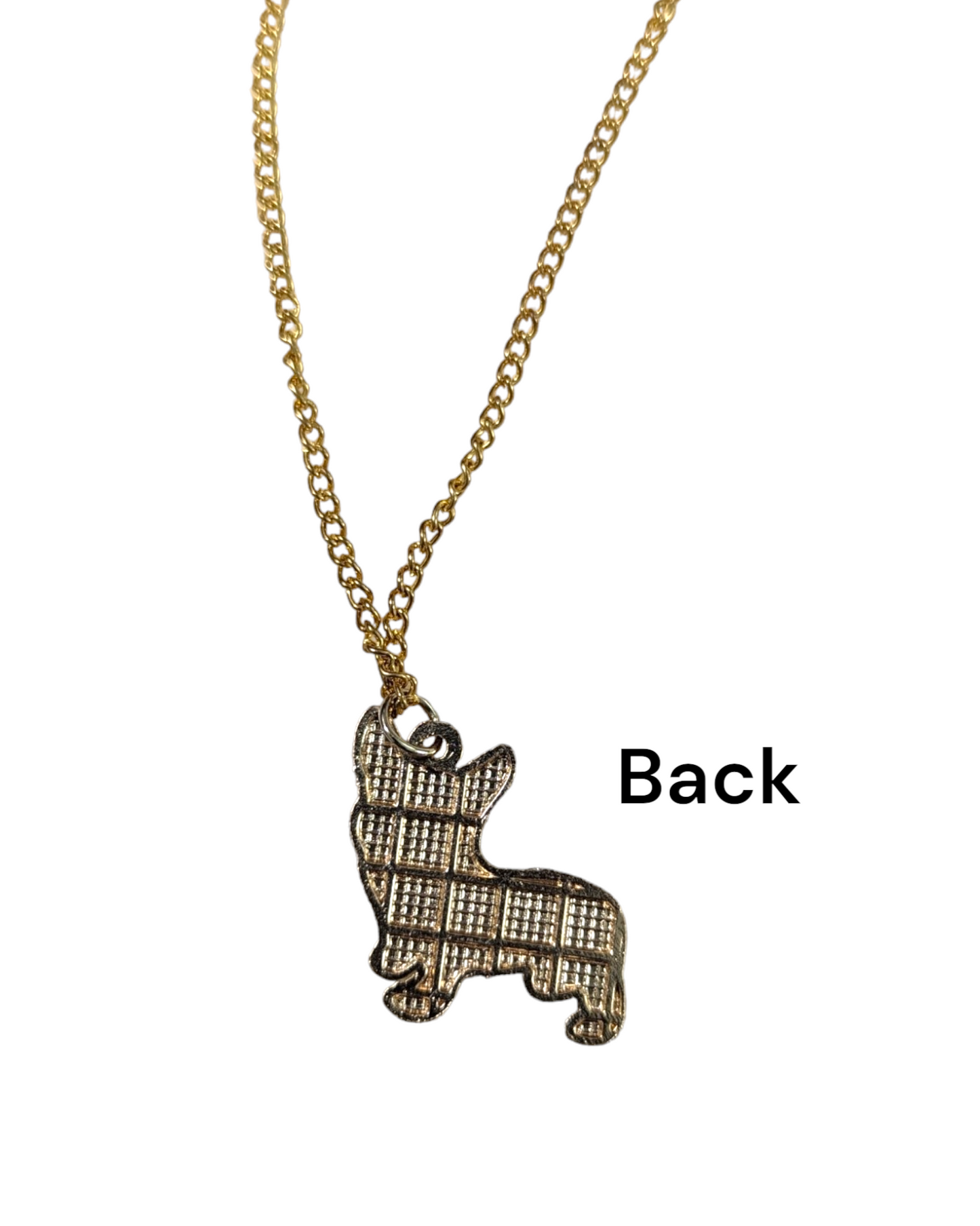 Enamel & Gold Corgi Charm Necklace, 18-inch Gold-Plated Cable Chain