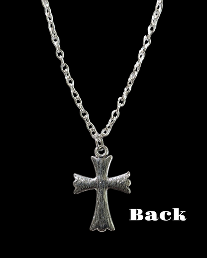 Rhinestone-Encrusted Silver Cross on 24-inch Silver-Plated Cable Chain Necklace