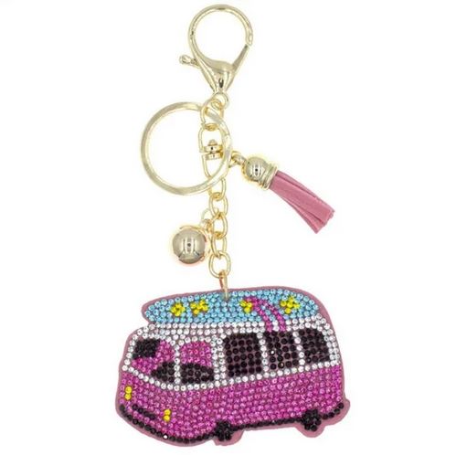 Pink Camper Van Bag Charm/Keychain