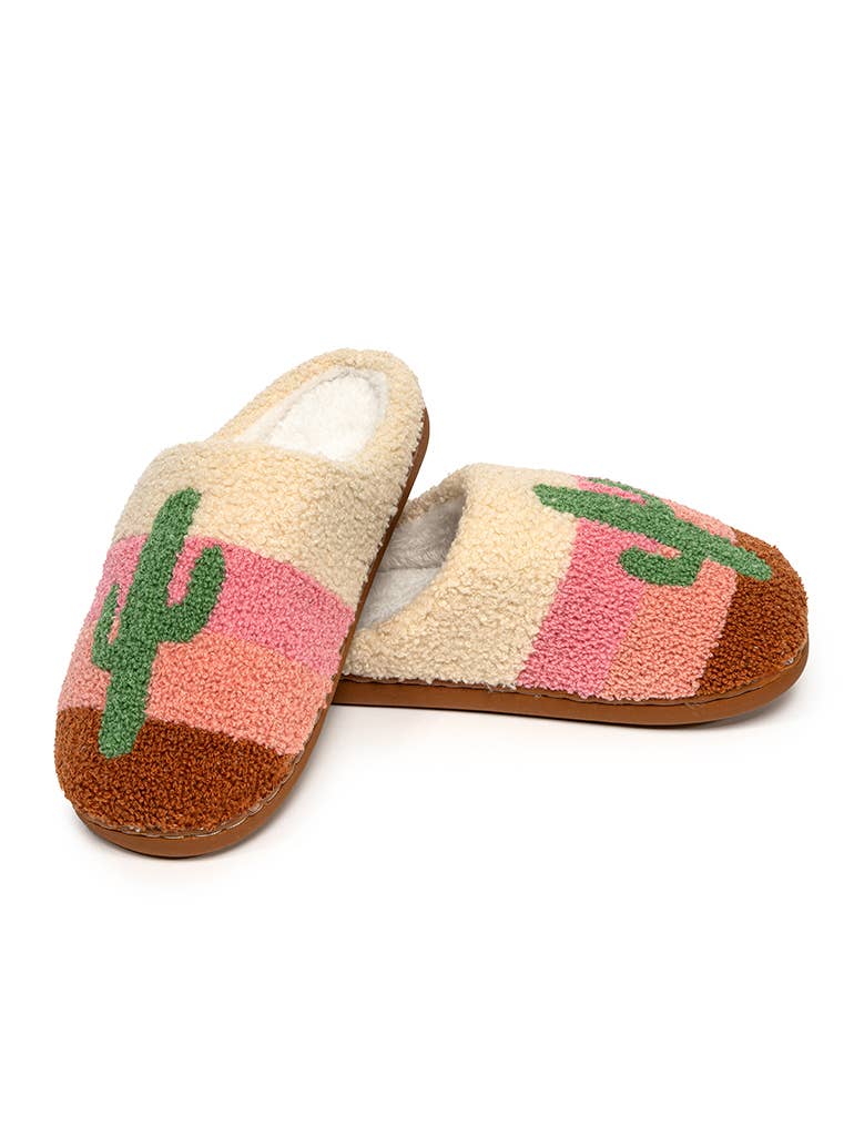 Indoor / Outdoor Slippers - Cactus in a Desert Scene