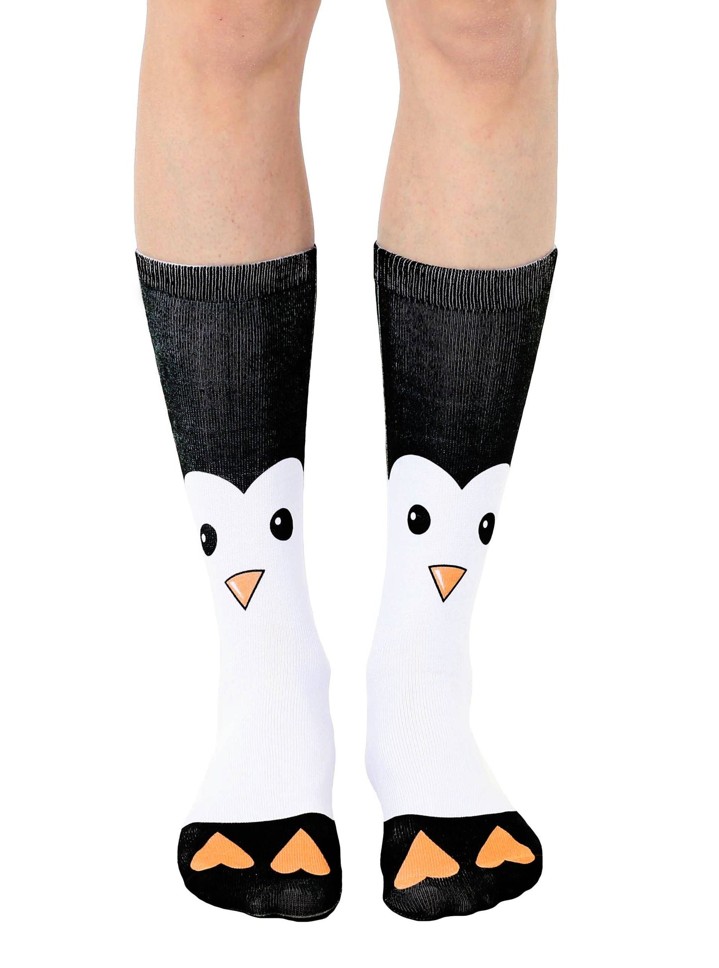 Novelty Graphic Crew Socks - Penguins - Black & White