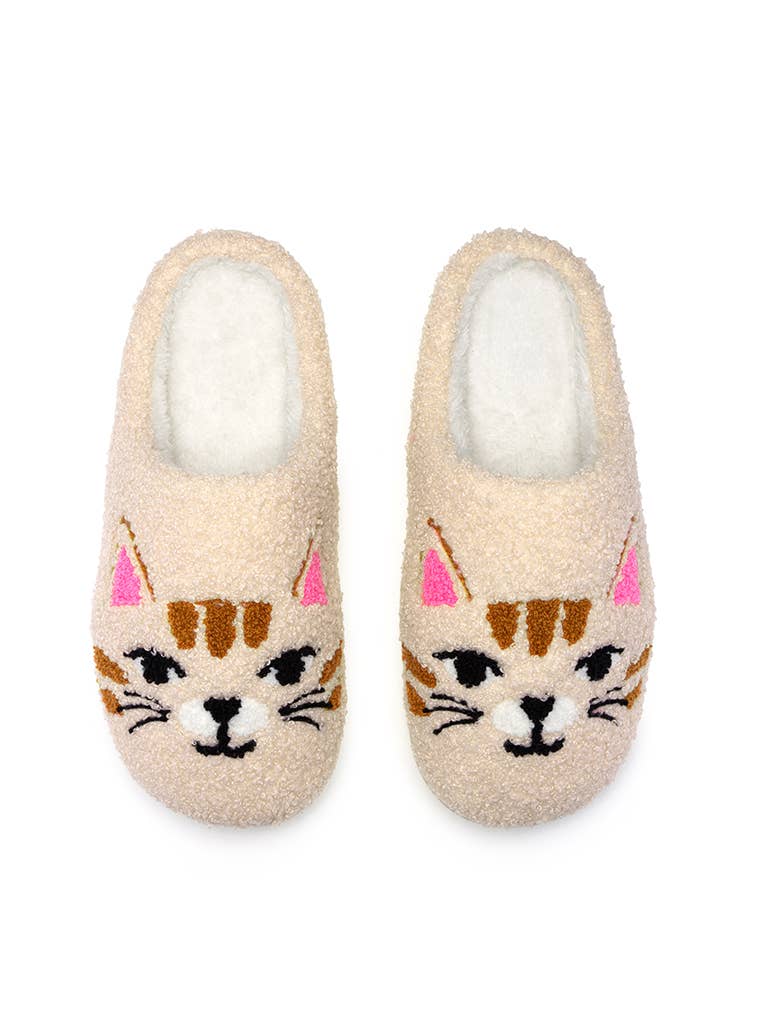 Pantuflas para interior y exterior - Caras de gatito - Blanco roto
